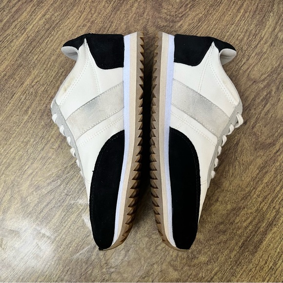 J. Crew White Gray Black Colorblock Leather Trainers Sneakers Size 7 - Picture 6 of 12